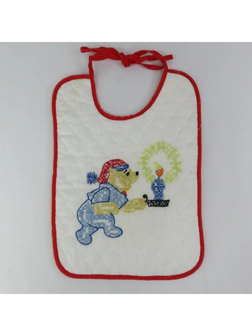Disney Hand Embroidered Winnie the Pooh Baby Bib - Set of Two Cross Stitch Bibs